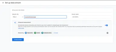 Fill in the details and clicking Create stream Fill in the details and clicking Create stream
