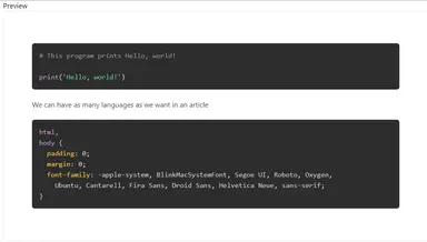 Preview for python and css languages Preview for python and css languages
