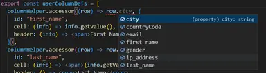 Intellisense enabled for by using column helper functions Intellisense enabled for by using column helper functions