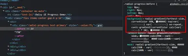 Inspecting radial-progress::before class Inspecting radial-progress::before class