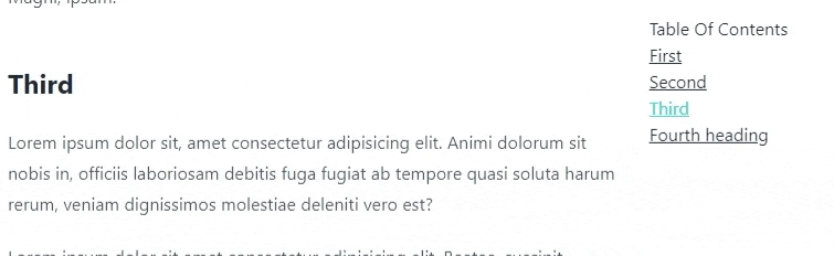 React Table of Contents - Demo after tracking scroll up React Table of Contents - Demo after tracking scroll up