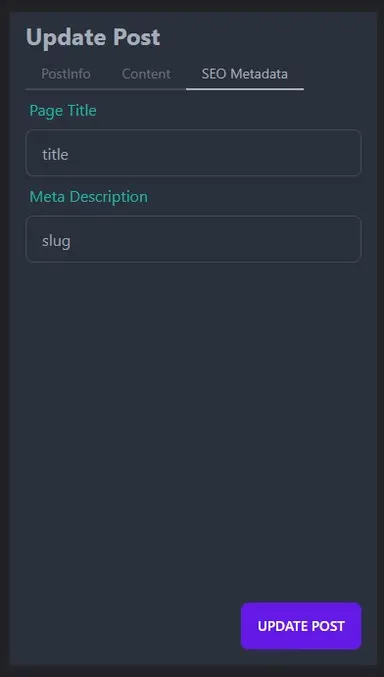 Output after adding Update post button Output after adding Update post button