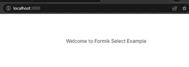 Formik Select Welcome Screen Formik Select Welcome Screen