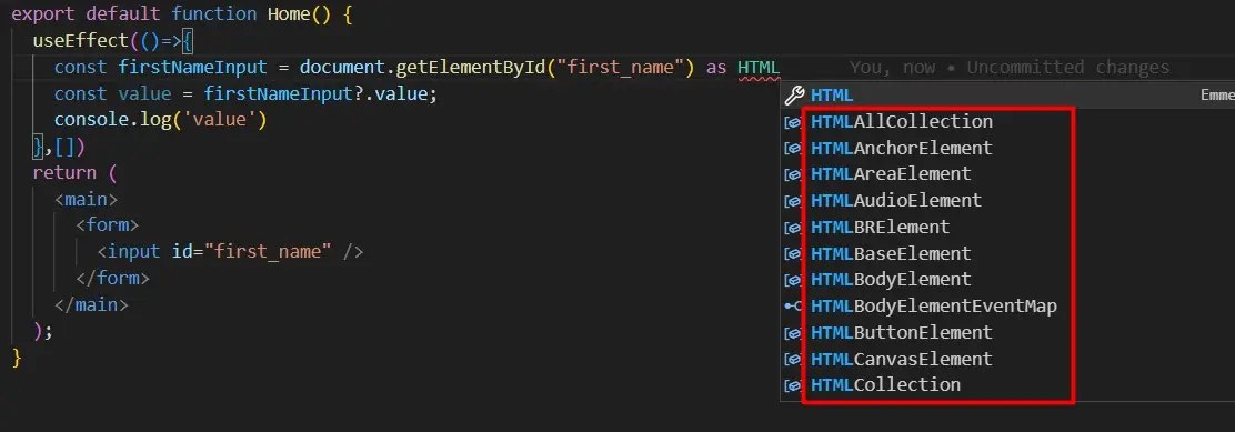 How to Use document.getElementById() method in Typescript | ReactHustle