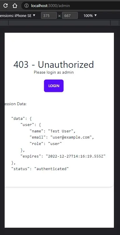 Middleware uses rewrites to show unauthorized page