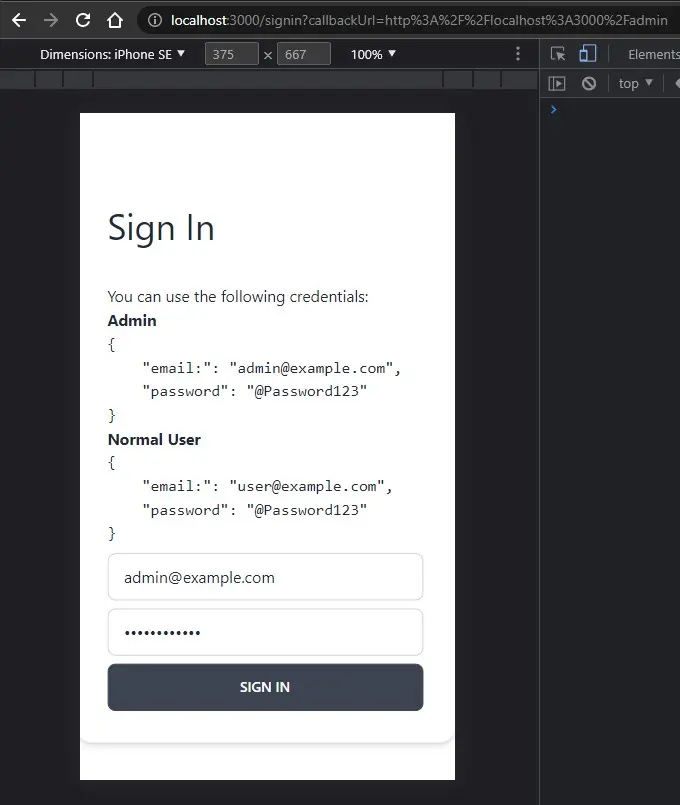 Middleware redirects to sign-in page