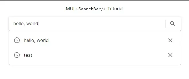 Mui Searchbar with Recent Searches component