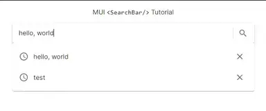 Mui Searchbar with Recent Searches component Mui Searchbar with Recent Searches component