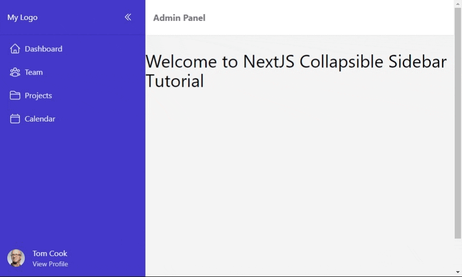 NextJS Tailwind Collapsible Sidebar Desktop NextJS Tailwind Collapsible Sidebar Desktop