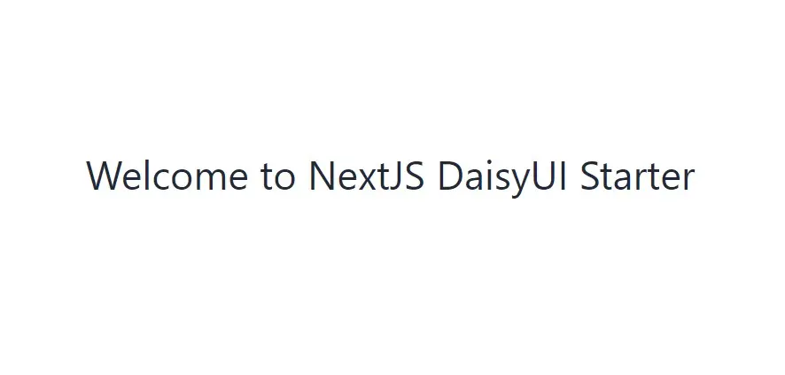 NextJS DaisyUI Starter Home Page