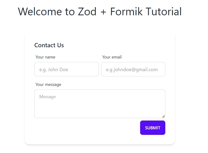 Simple contact form using DaisyUI