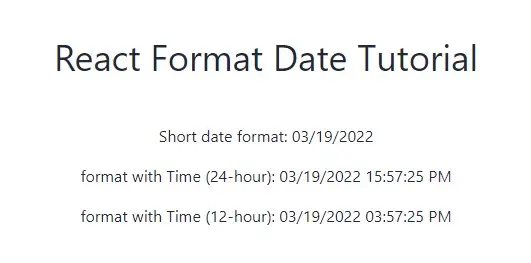 React Format Date using Dayjs