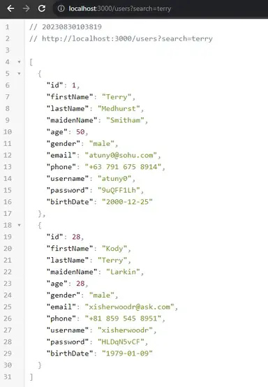 Users API with Search Users API with Search
