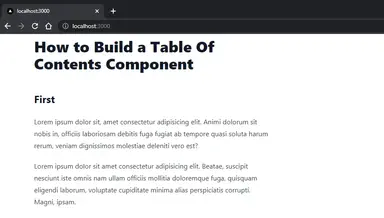 React Table of Contents - After setting up project using NextJS React Table of Contents - After setting up project using NextJS