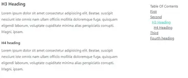 React Table of Contents - Adding indentation to subheadings React Table of Contents - Adding indentation to subheadings