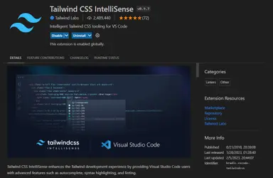 TailwindCSS VSCode extension TailwindCSS VSCode extension