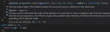 a and b are both User objects. a and b are both User objects.