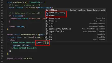 React.useContext intellisense feature vs code React.useContext intellisense feature vs code