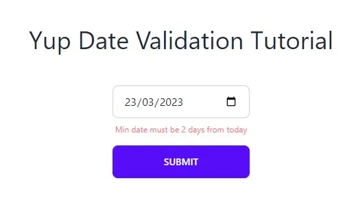 Yup Date Validation React Formik&nbsp;