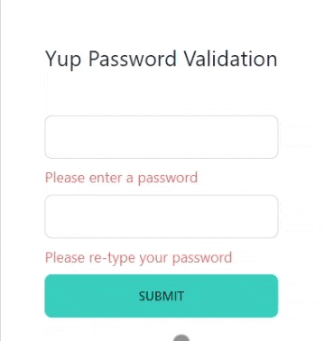 Yup password validation tutorial Yup password validation tutorial